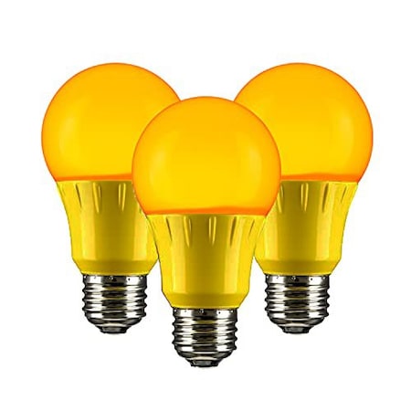 Sunlite LED A19 Colored Light Bulb, 3 Watts 25w Equivalent, E26 Medium Base, Non-Dimmable, Amber, 3PK 40455-NS